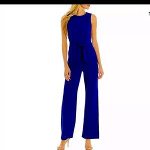 Vince Camuto Tie Waist Sleeveless Crepe Jumpsuit